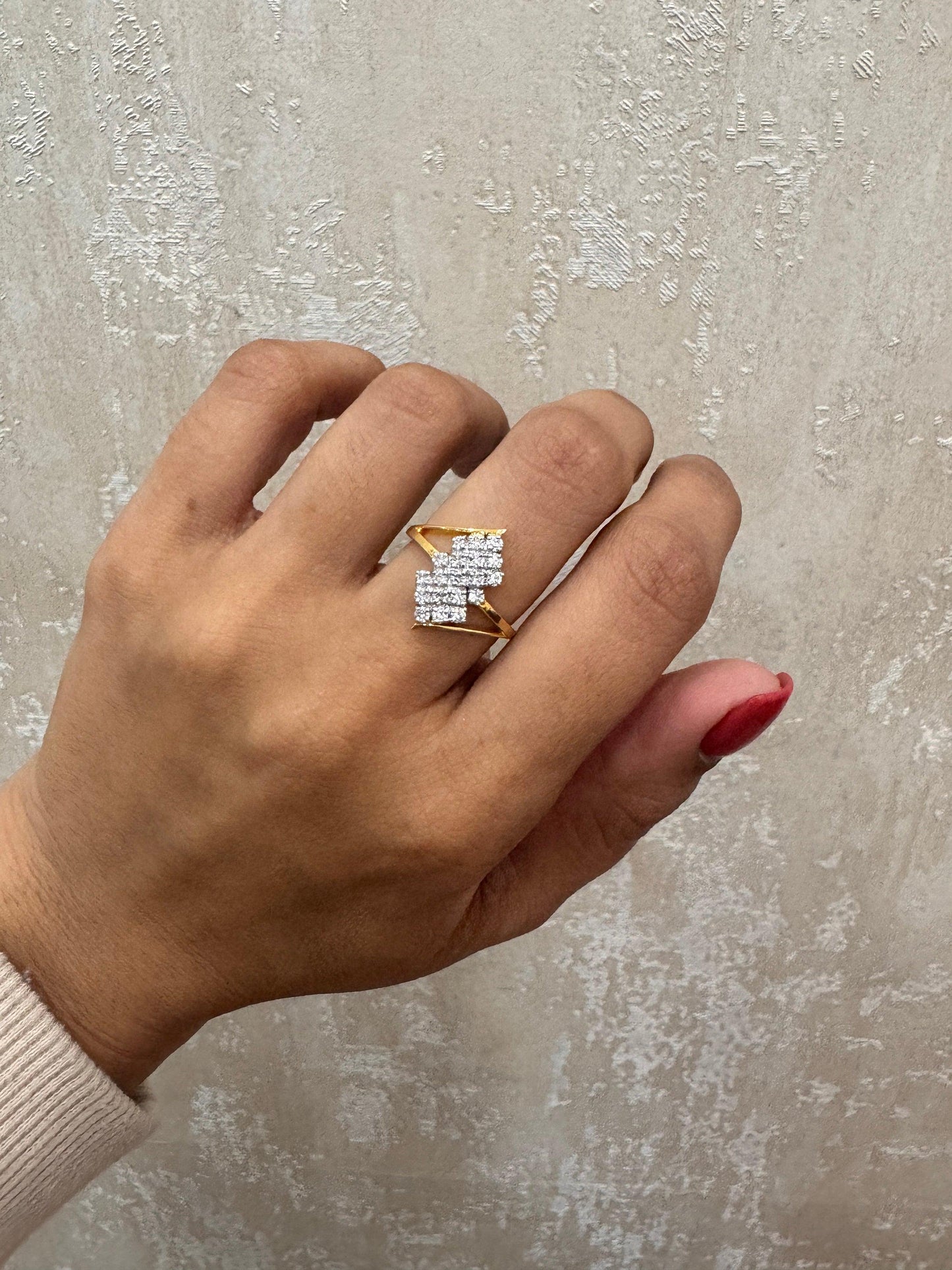 0.61 CTS. Natural Diamond Bypass Ring Gold | 14K Yellow Gold Dainty Round Cut Diamond Rings For Women | Engagement Wedding Ring Jewelry