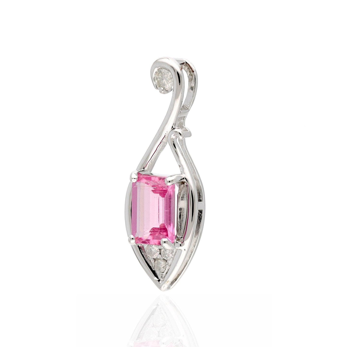 0.98ct Tourmaline Pendant in 14K White Gold with Exquisite Diamonds | Handcrafted Gemstone Necklace | Unique Jewelry Gift for Her
