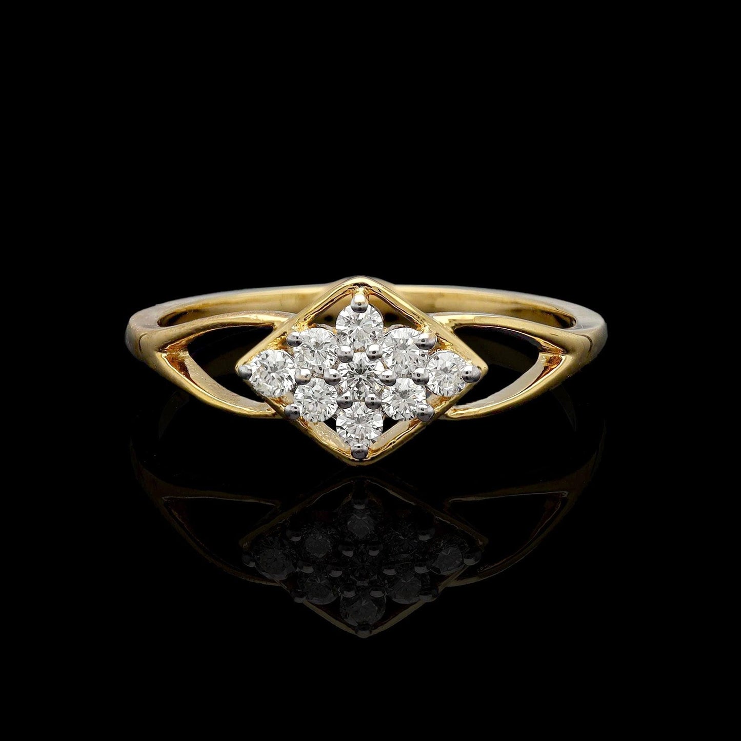 0.22 Cts. Natural Diamond Minimalist Ring | 18k Yellow Gold Diamond Statement Rings For Women | Diamond Wedding Engagement Ring Jewelry