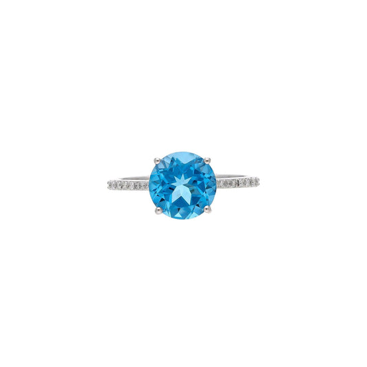 2.80 CTS natural round cut blue topaz gemstone ring gold / blue gemstone diamond promise ring / Statement engagement ring gold for women