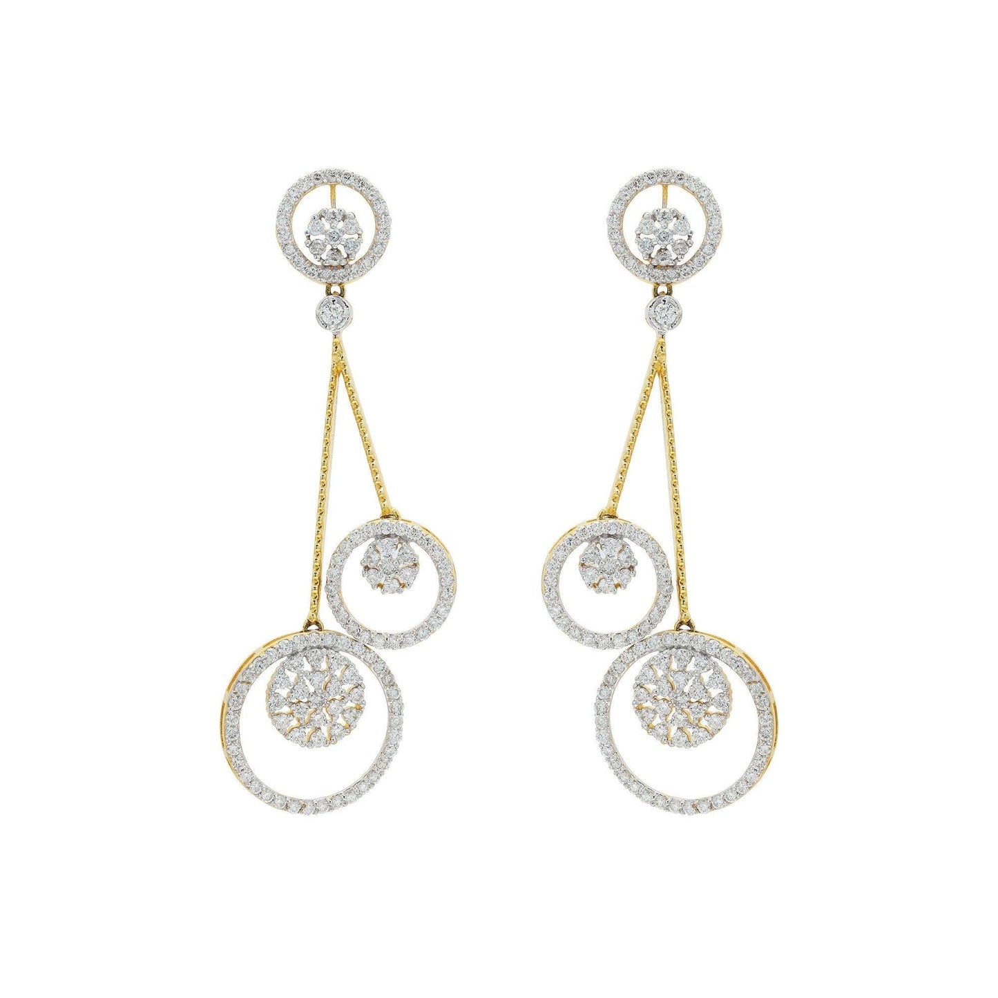 2.51 CT. Diamond Earring / 14k Solid Gold Dangle Drop Earrings / Pave Diamond Wedding Jewelry / Dangling Stud Earring Statement Jewelry